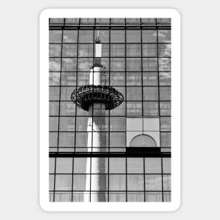 Reflection of the Kyoto Tower on the glass facade of the Kyoto station Sticker